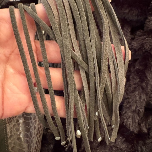 Express Gray Snakeskin Hobo Bag with Fringe - Picture 11 of 12